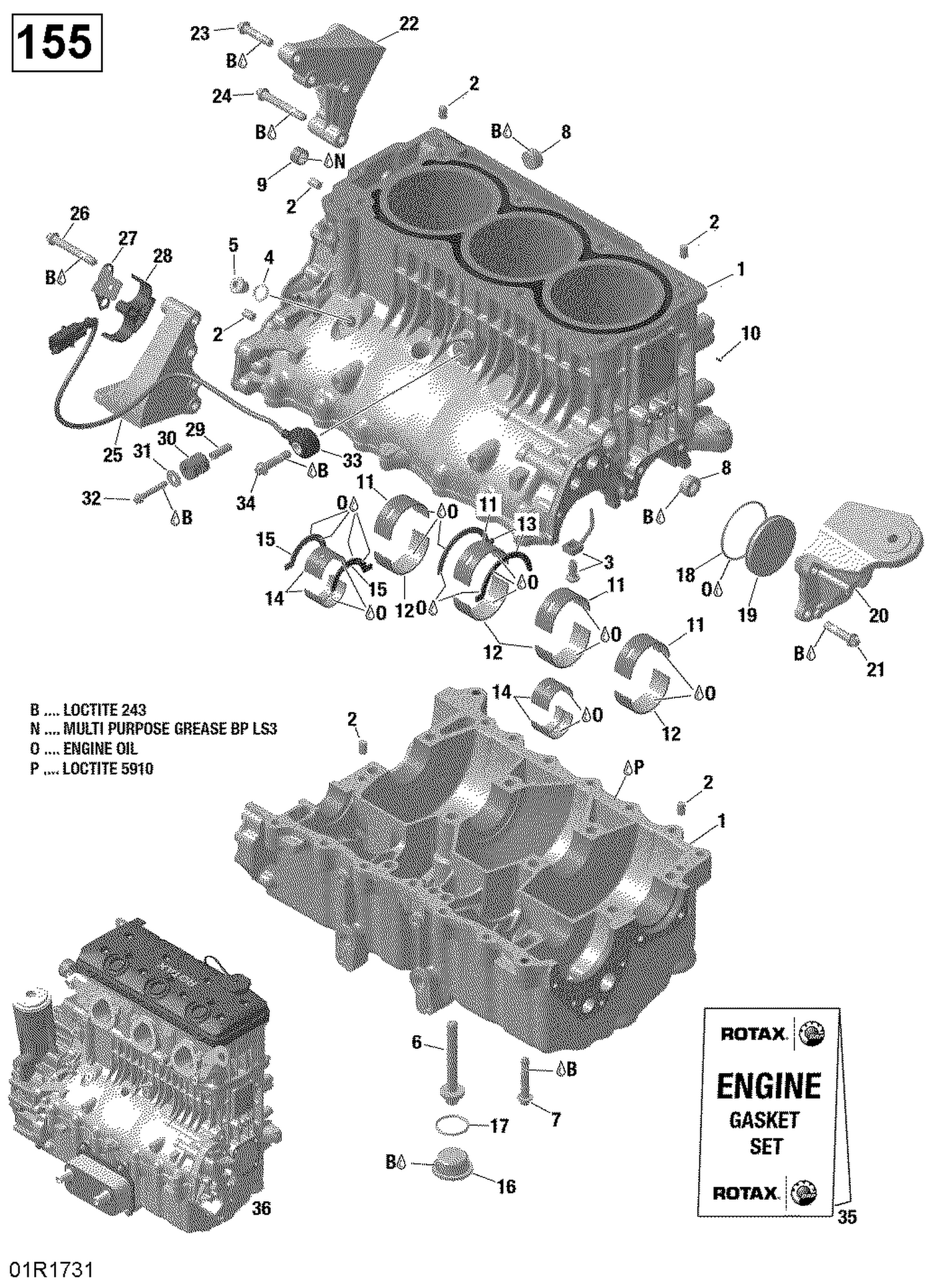 01- Engine Block - 130-155 Model Without Suspension