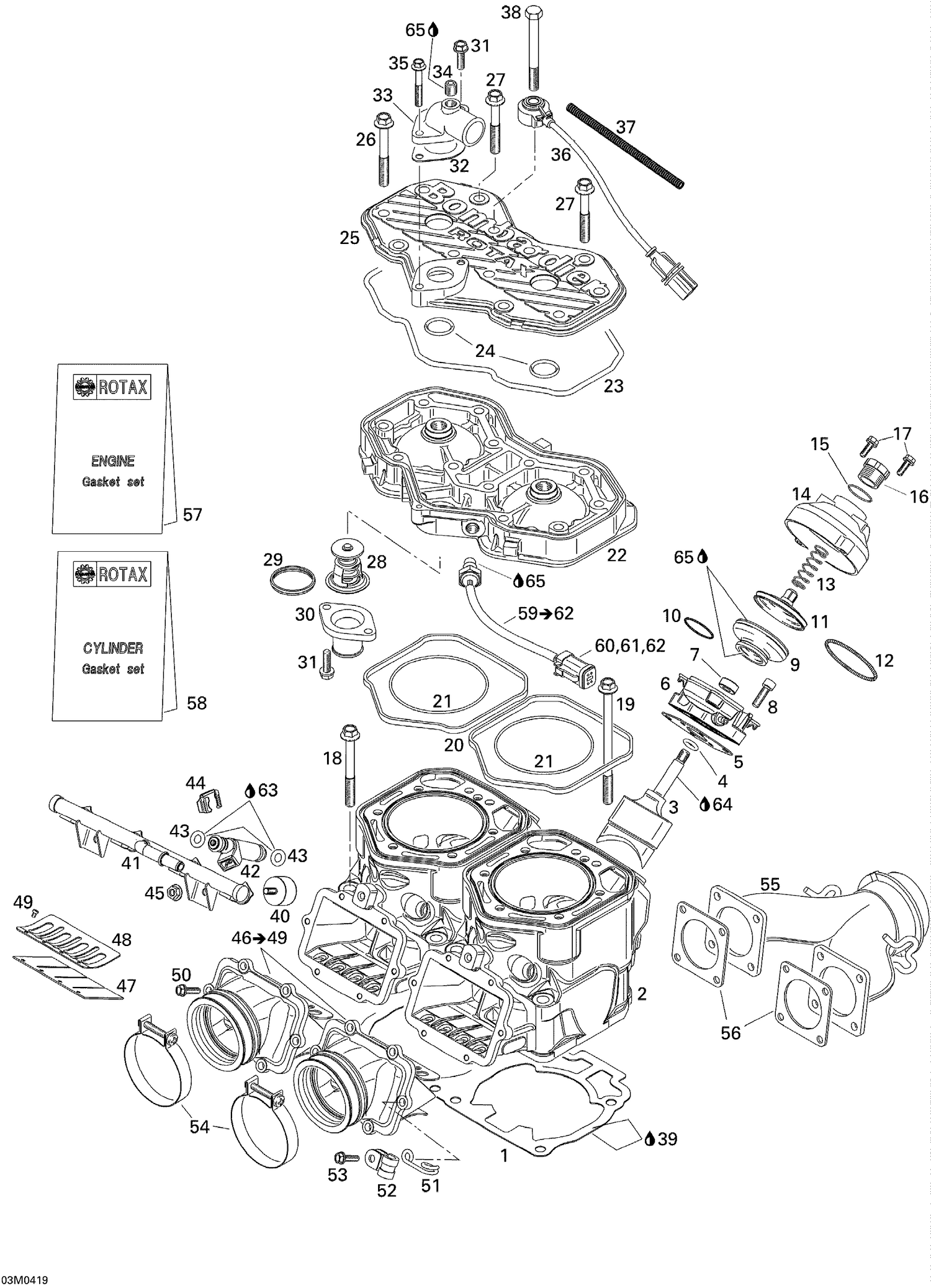 01- Cylinder, Exhaust Manifold and Reed Valve