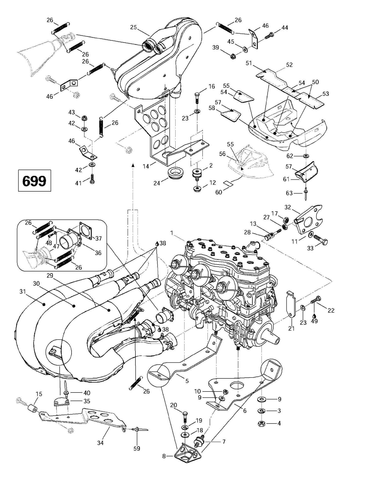 01- Engine Support And Muffler (699)