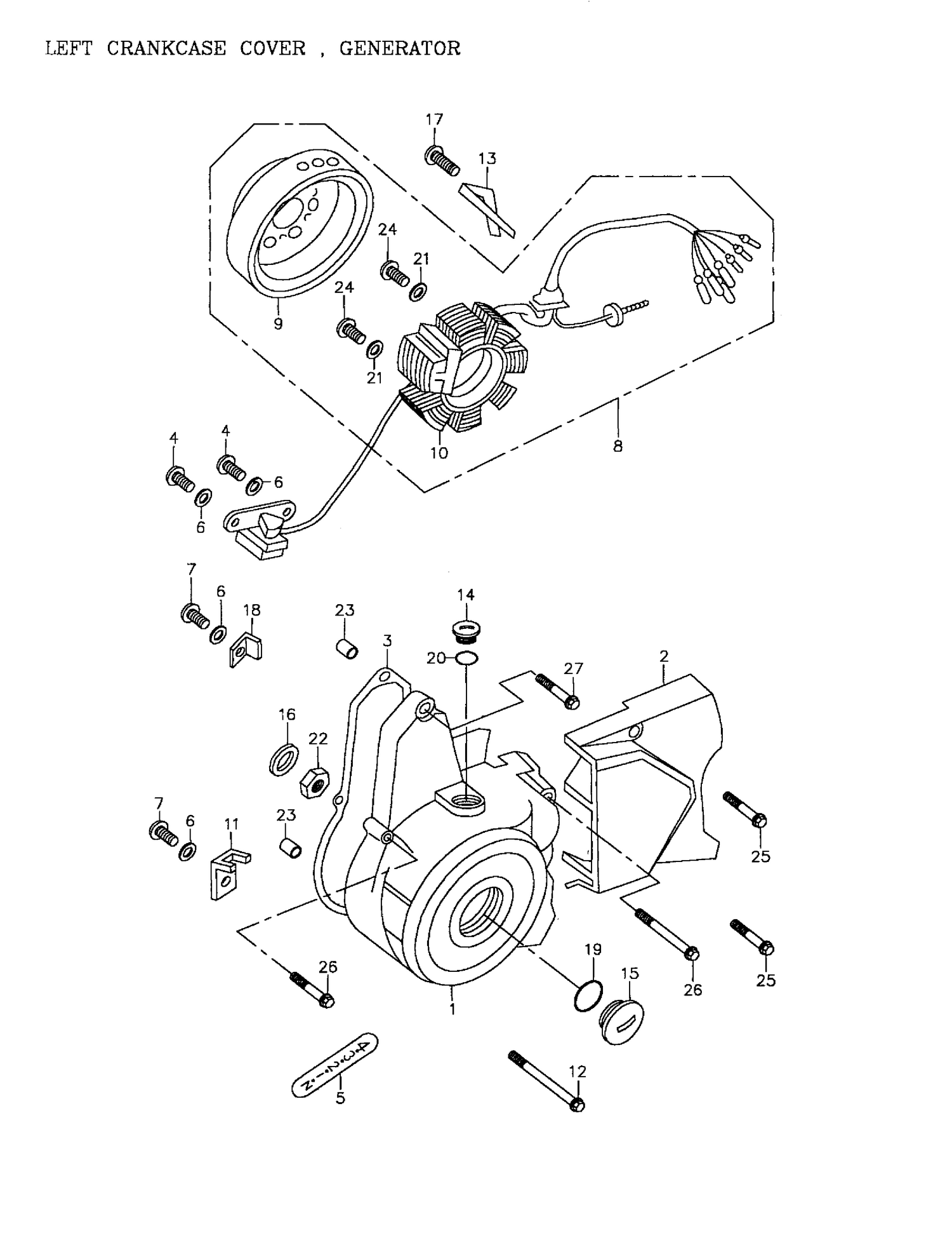 01- Left Crankcase Cover, Generator 172a-07