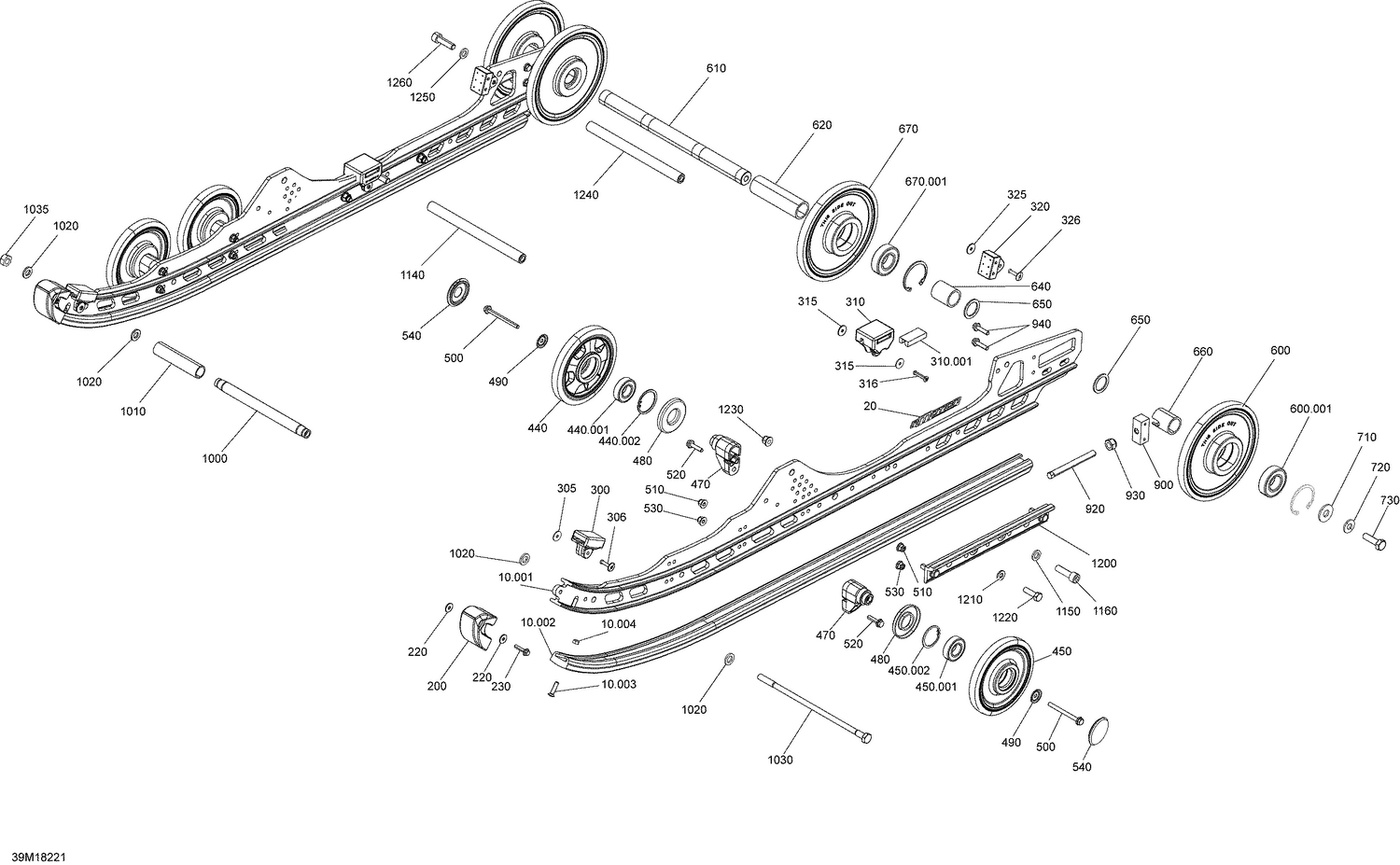 08- Rear Suspension MXZ X - 600R ETEC -  Iron Dog - Inferior