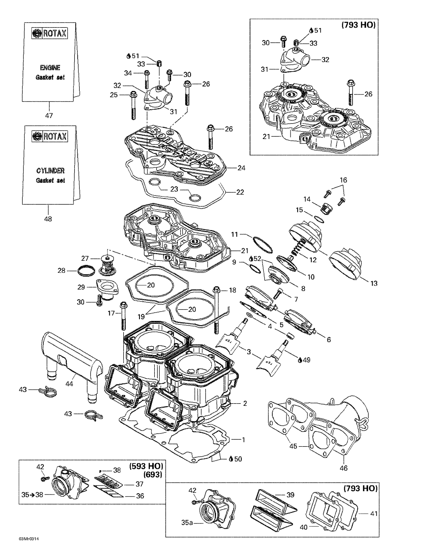 01- Cylinder, Exhaust Manifold, Reed Valve
