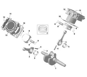 01- Rotax - Crankshaft, Pistons And Cylinder Schematic