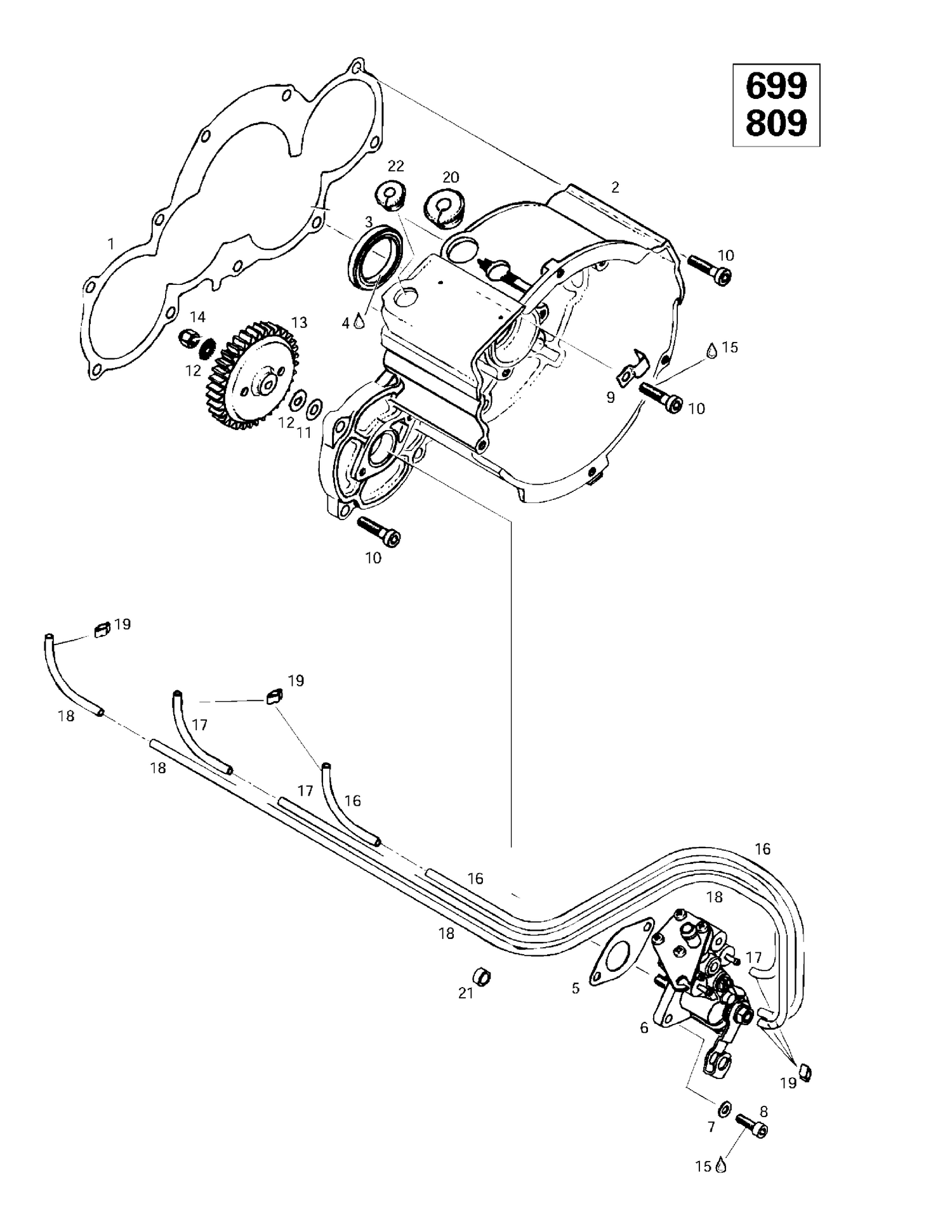 03- Ignition Housing Oil Pump (699, 809)