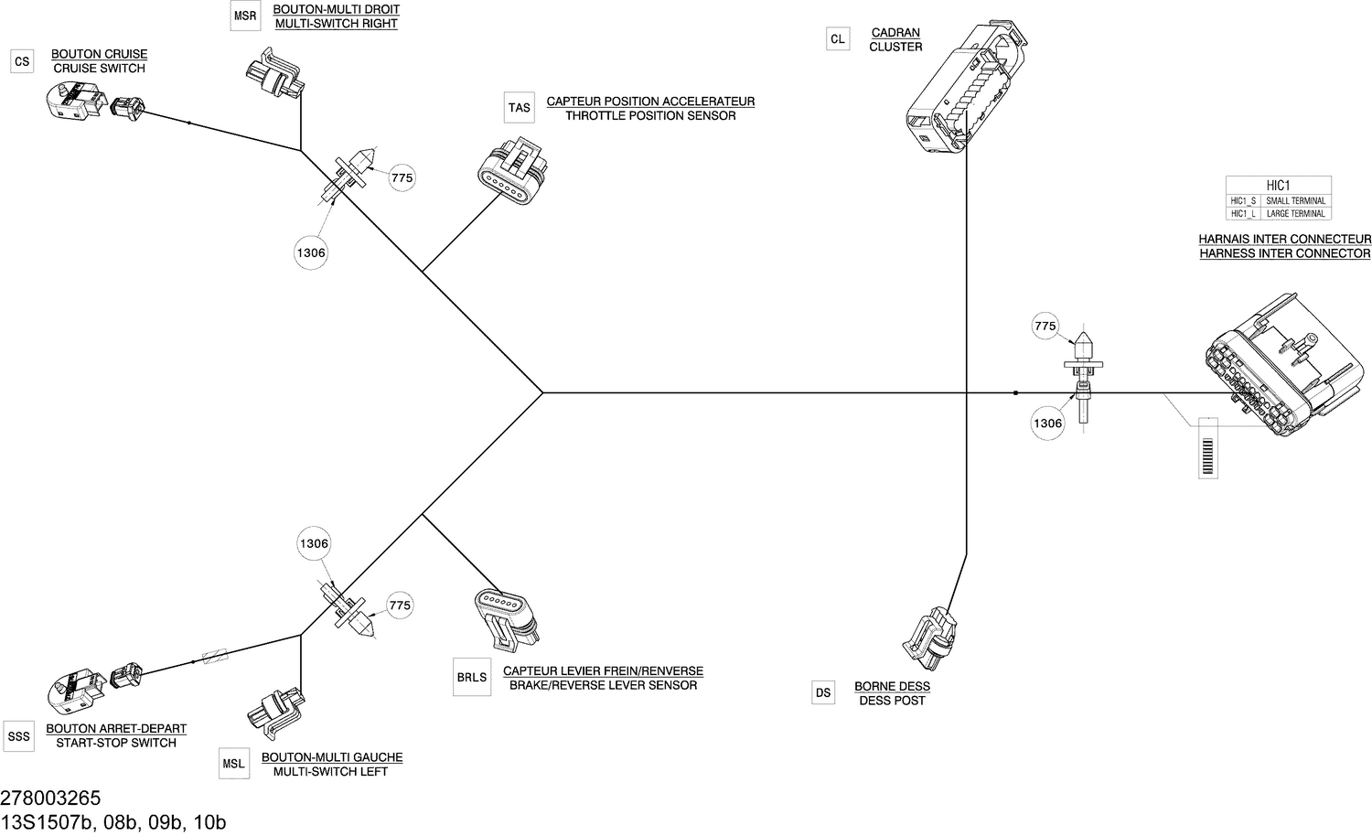 10- Electrical Harness - Steering Harness - 278003265 (Refer to Electrical System for Model)