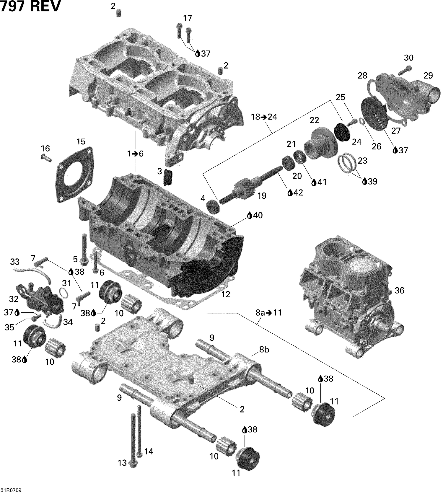 01- Crankcase, Water Pump And Oil Pump
