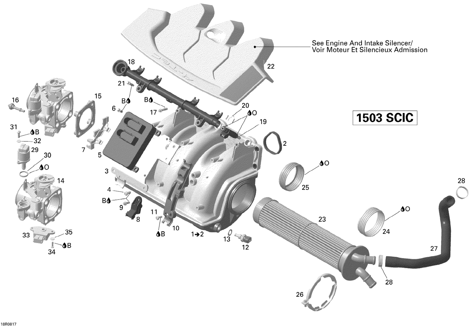 02- Air Intake Manifold And Throttle Body V3 Sport Boats