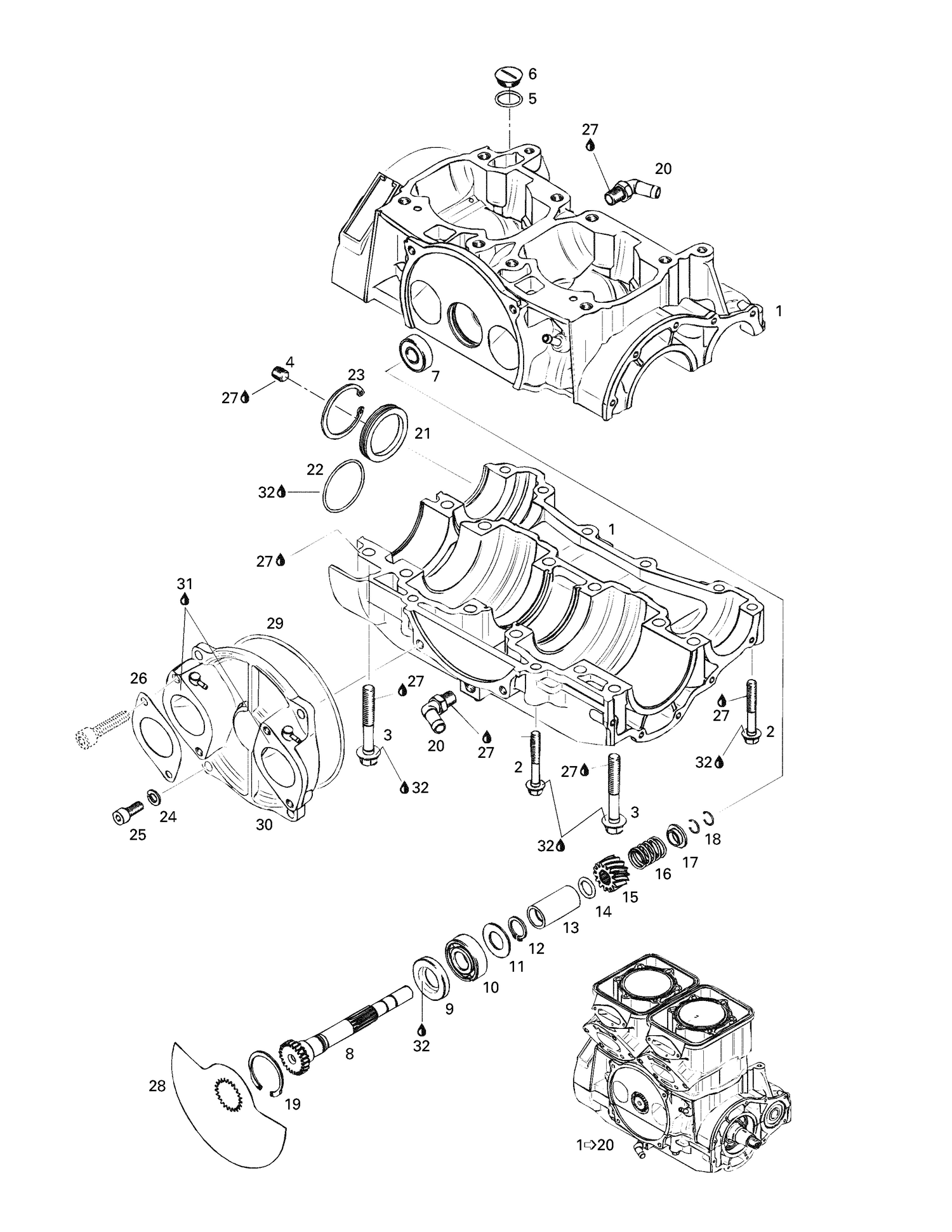 01- Crankcase, Rotary Valve