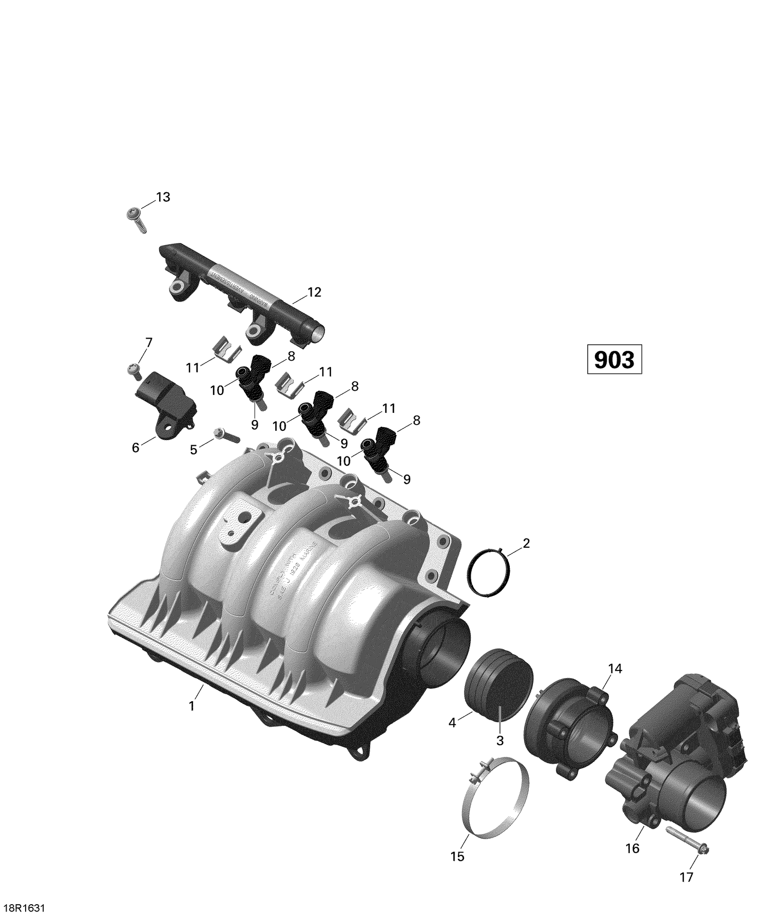 02- Air Intake Manifold and Throttle Body - 900-900 HO ACE