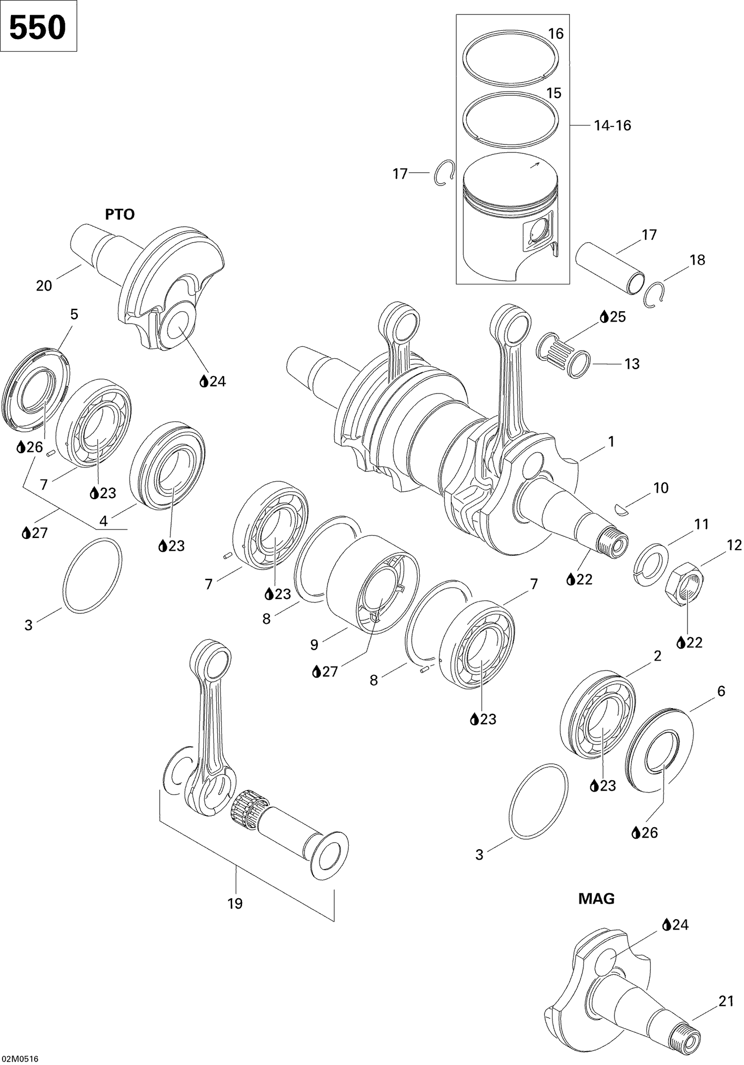 01- Crankshaft And Pistons 550F
