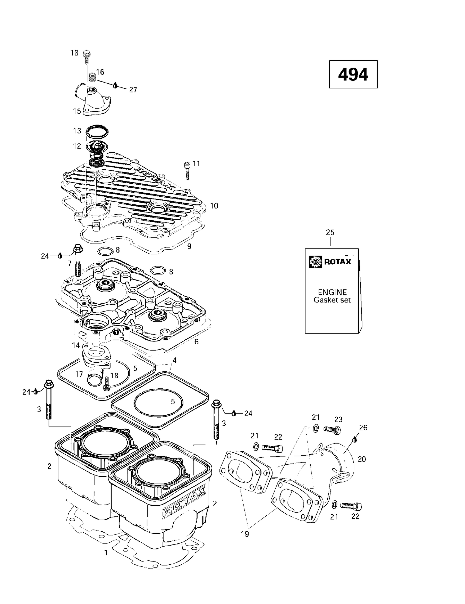 01- Cylinder, Exhaust Manifold (494)