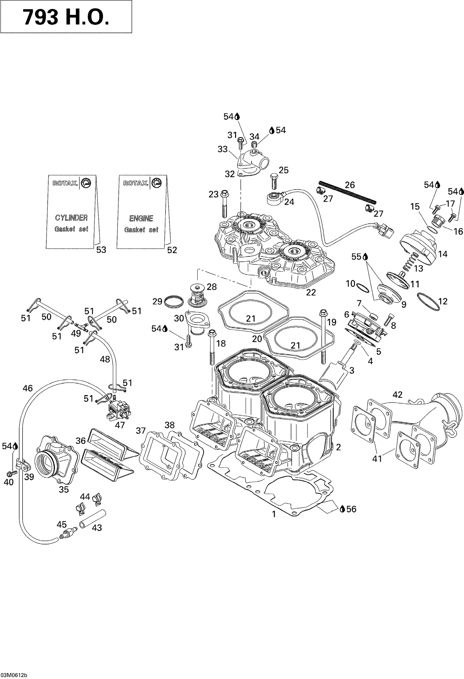 01- Cylinder, Exhaust Manifold And Reed Valve 793HO