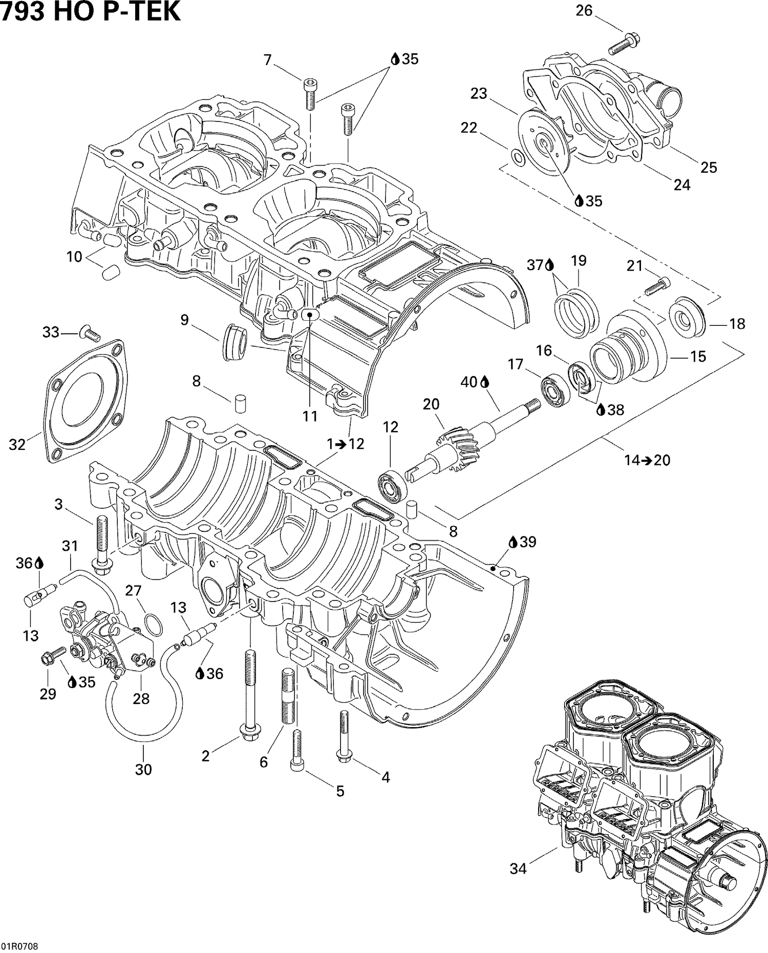 01- Crankcase, Water Pump And Oil Pump