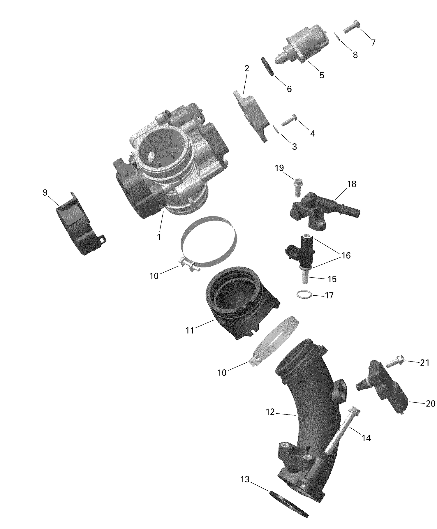 01- Rotax - Air Intake Manifold And Throttle Body - 450