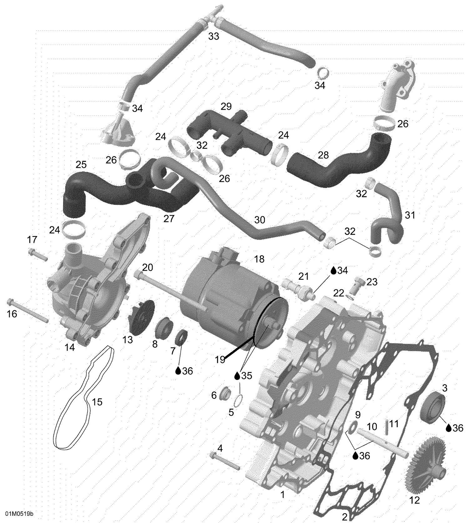 01- Waterpump, Alternator and Ignition Cover