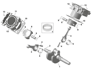 01- Rotax - Crankshaft, Pistons And Cylinder Schematic