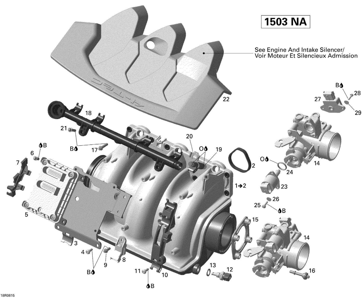 02- Air Intake Manifold And Throttle Body V3 Sport Boats