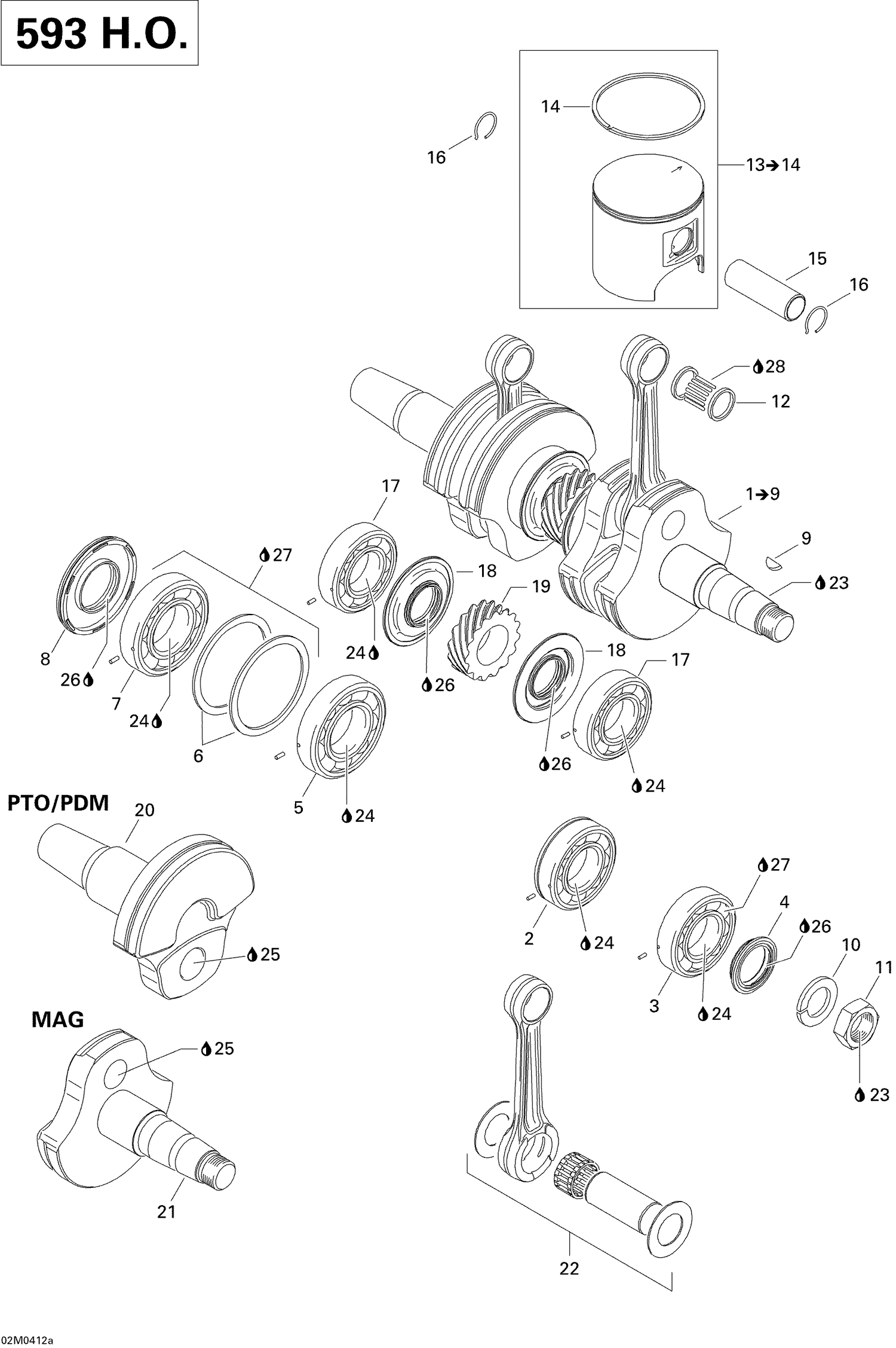 01- Crankshaft And Pistons (593 HO)