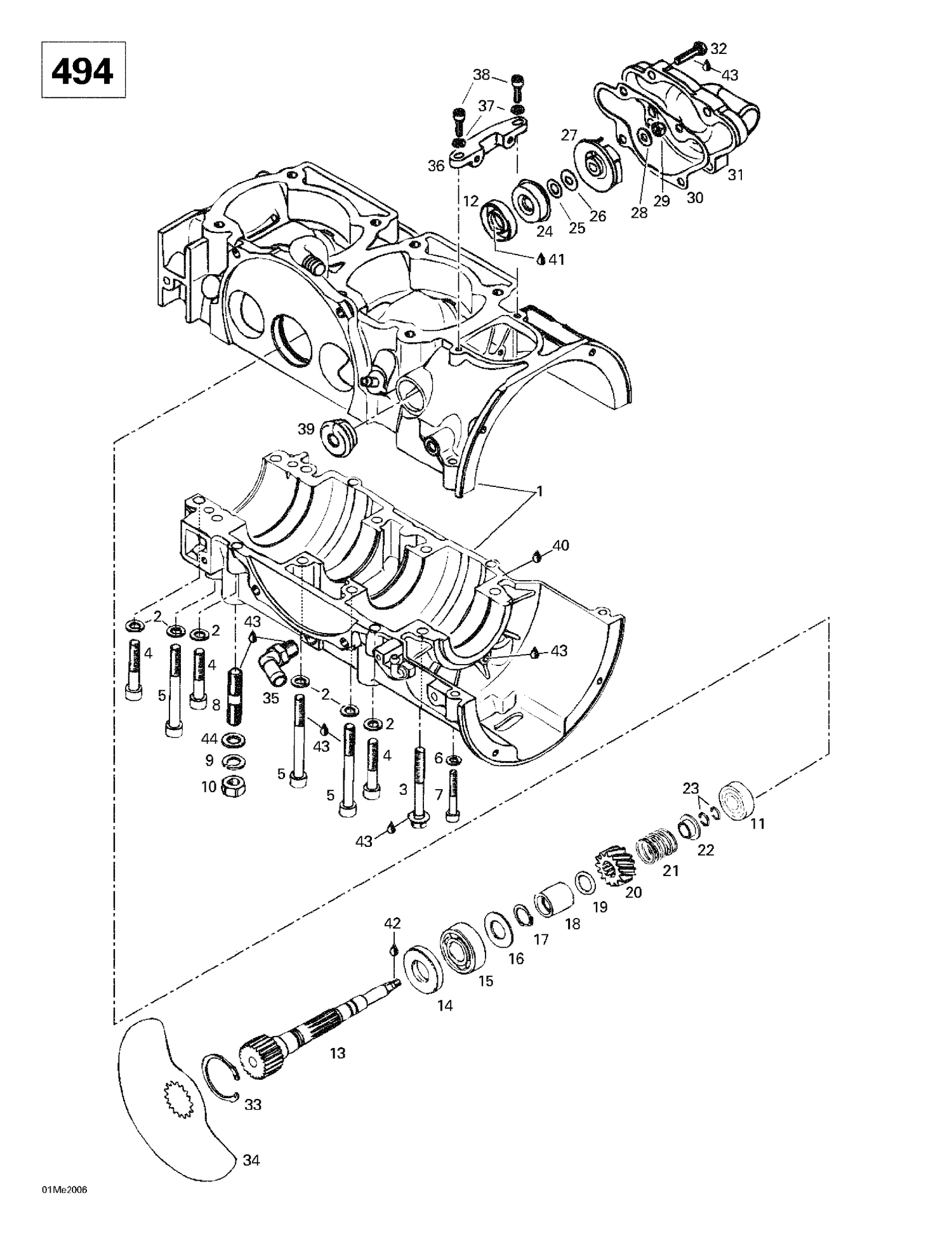 01- Crankcase, Rotary Valve, Water Pump
