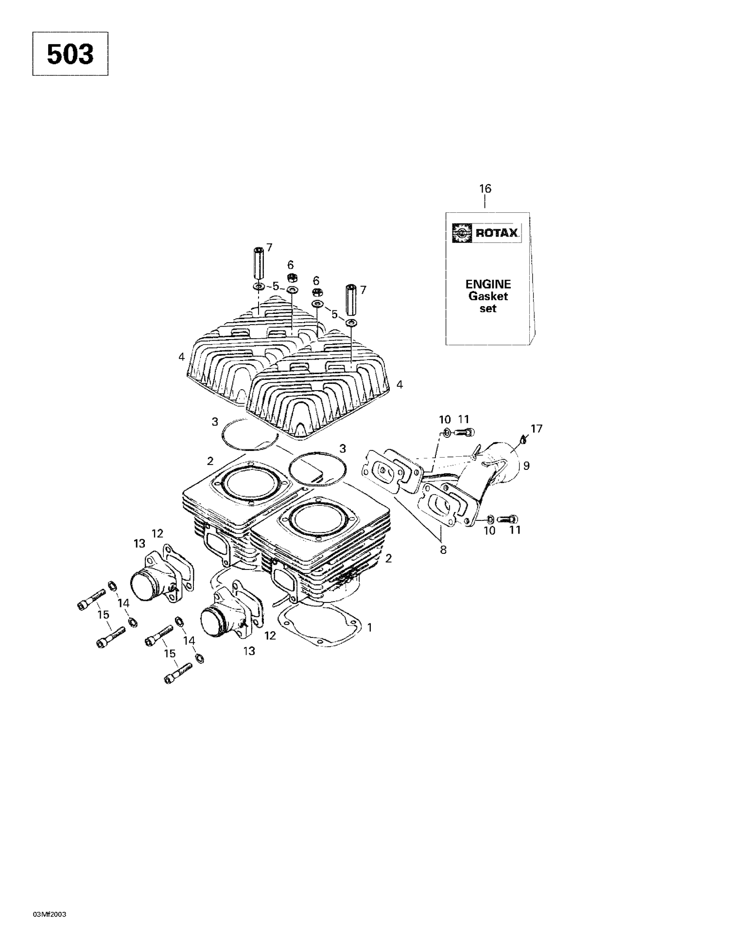 01- Cylinder, Intake Exhaust Manifold (503)