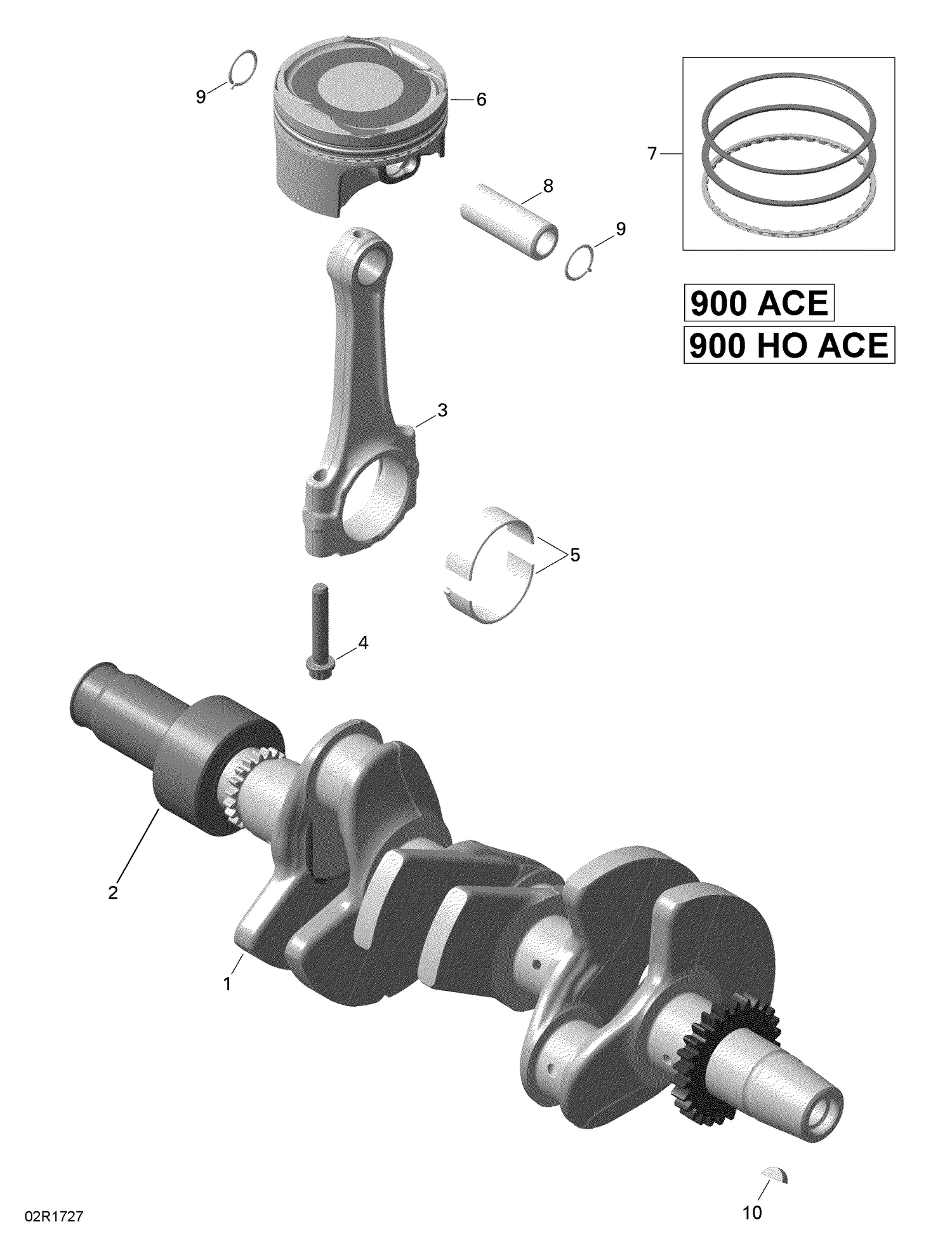 01- Crankshaft and Pistons - 900-900 HO ACE