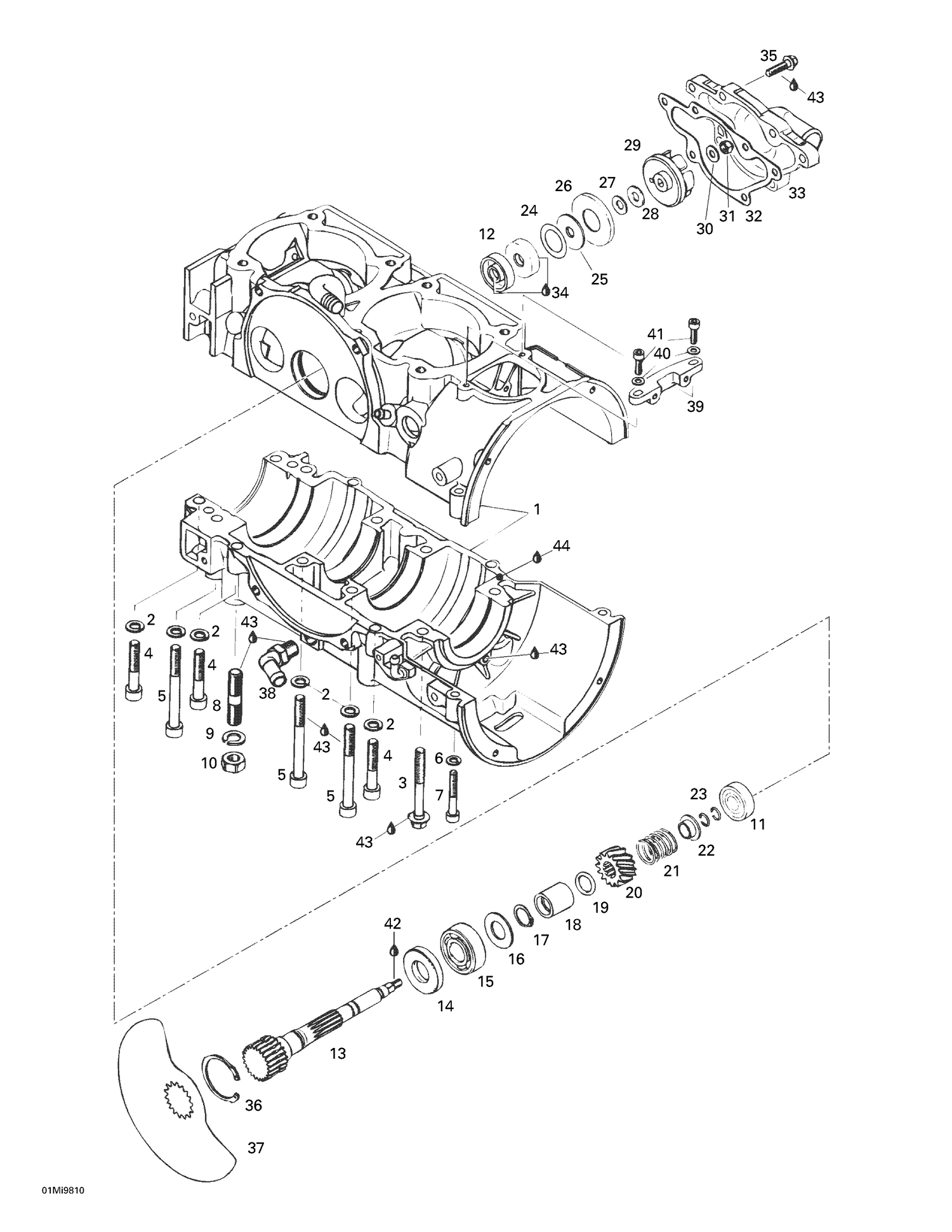 01- Crankcase, Rotary Valve, Water Pump