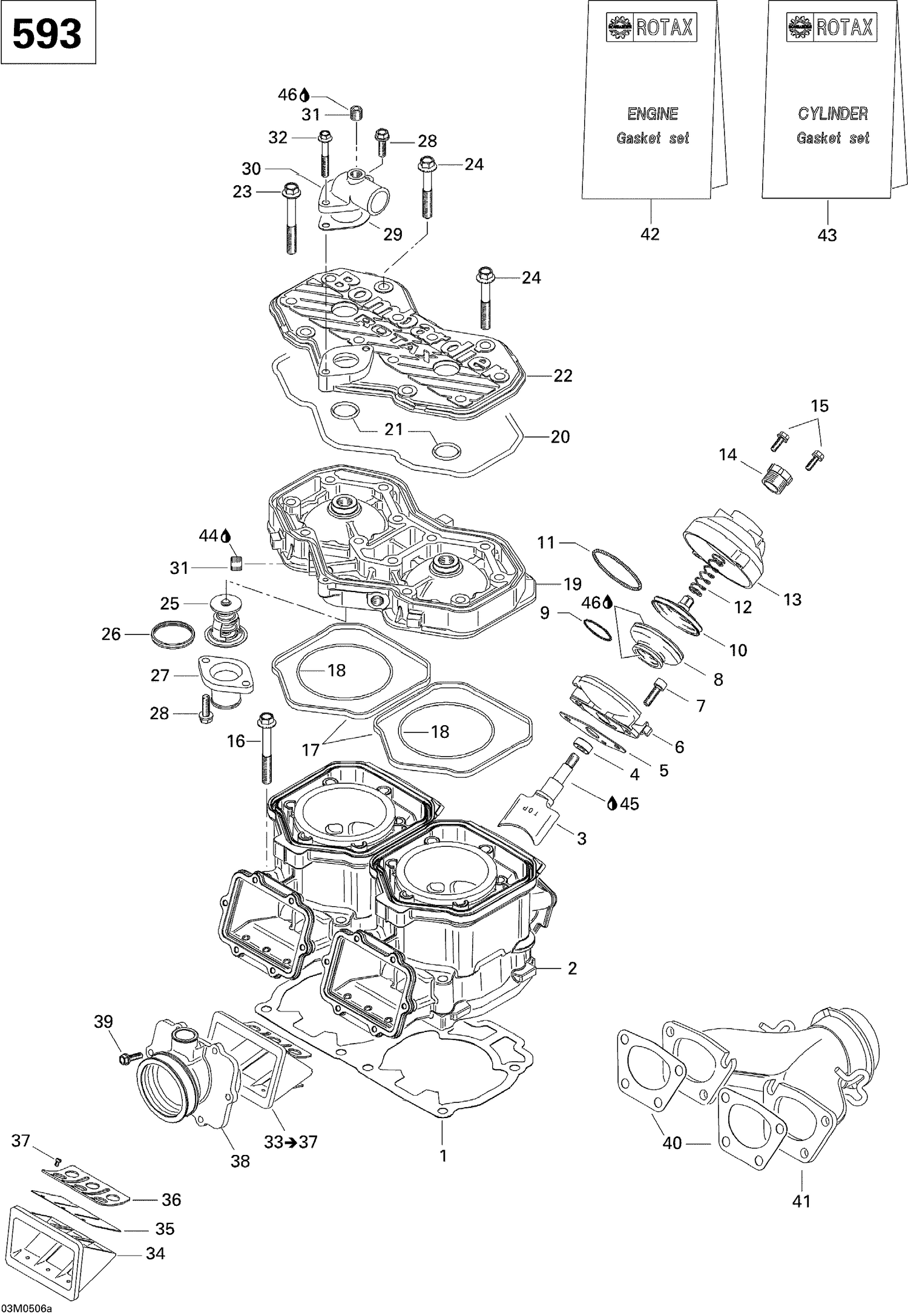 01- Cylinder, Exhaust Manifold And Reed Valve 593