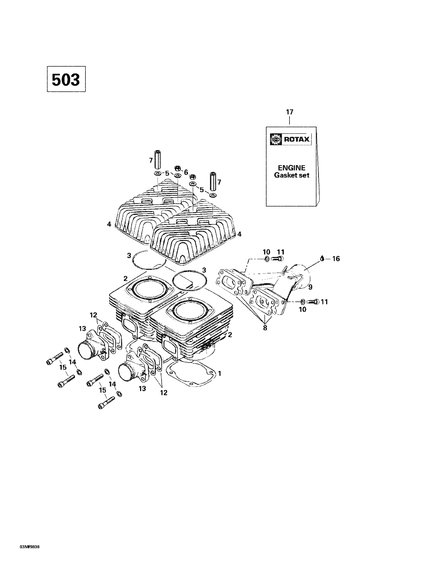 01- Cylinder, Intake Exhaust Manifold (503)
