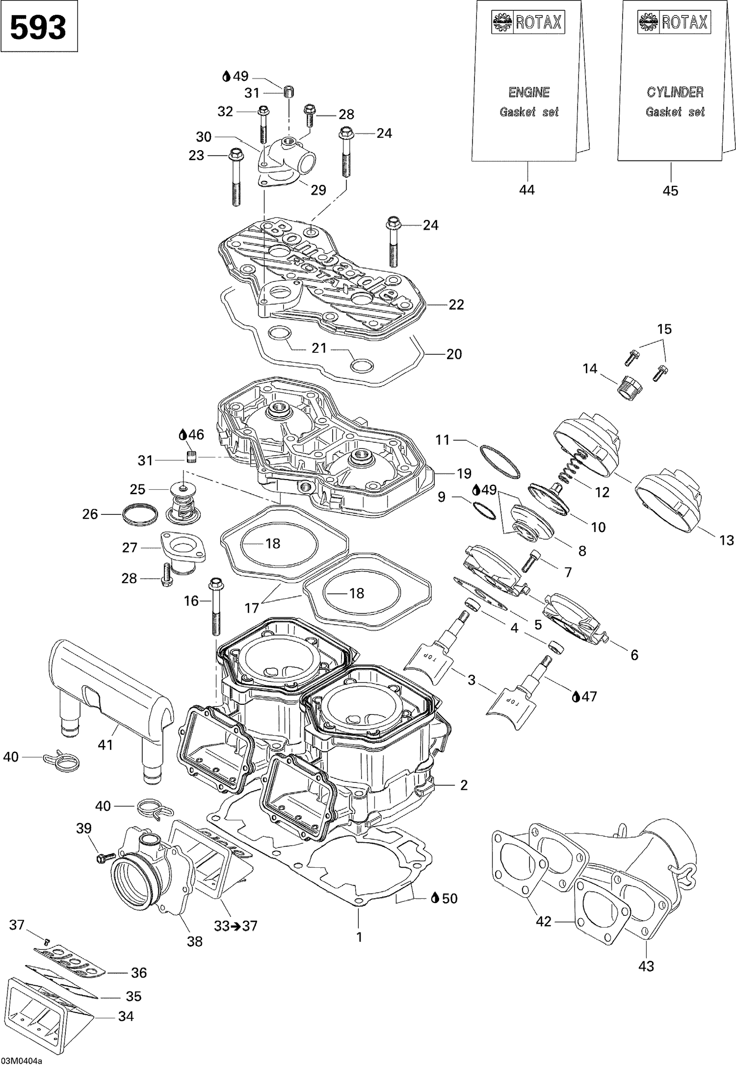 01- Cylinder, Exhaust Manifold, Reed Valve (593)