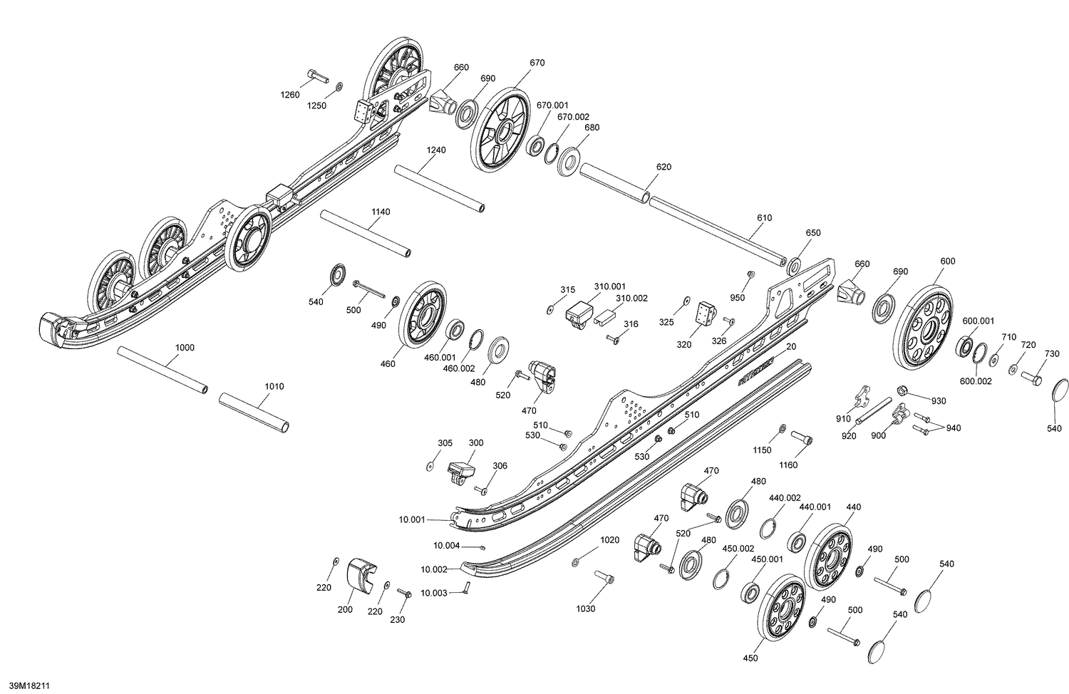 08- Rear Suspension MXZ - 850 E-TEC - Package XRS QAS - Inferior