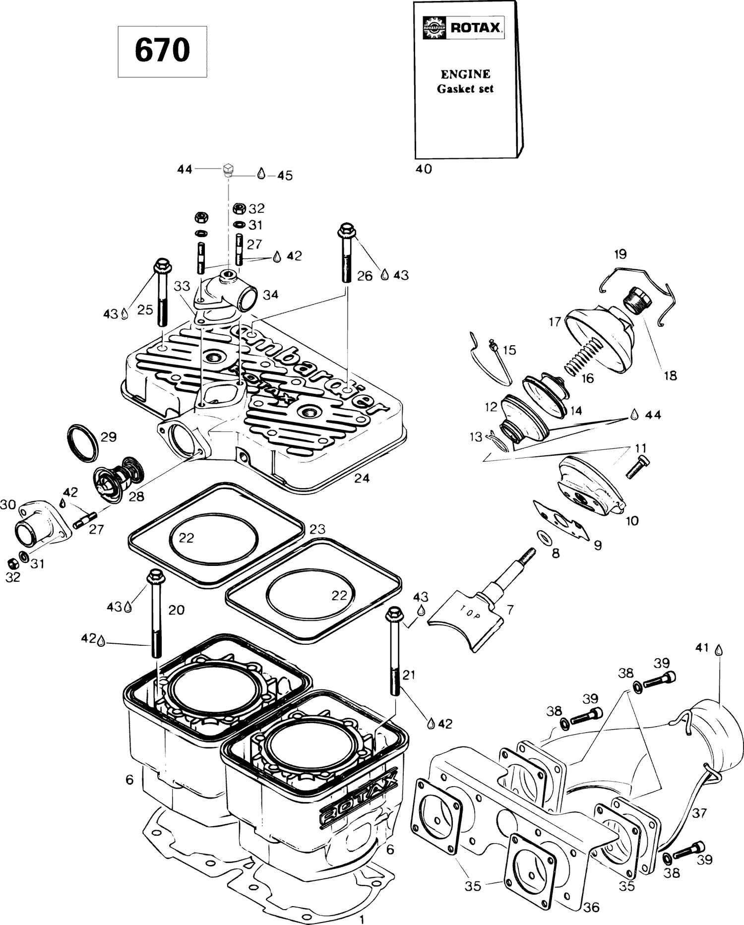 01- Cylinder And Exhaust Manifold 670SE