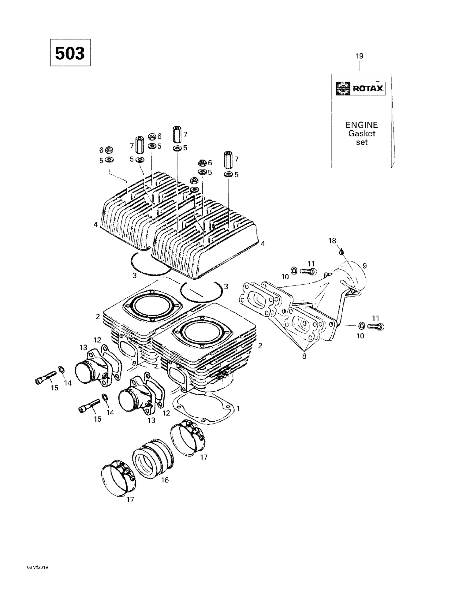 01- Cylinder, Exhaust Manifold (503)