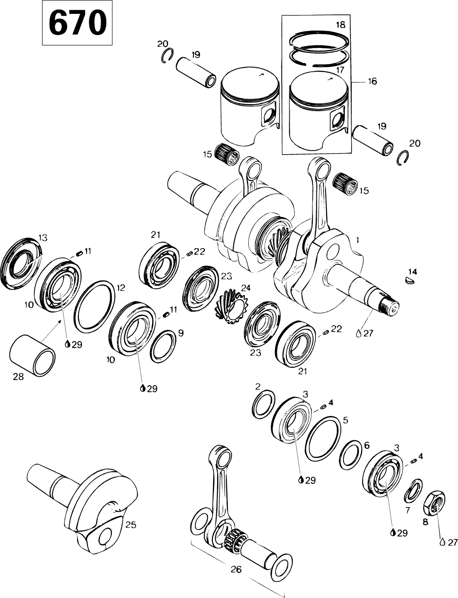 01- Crankshaft And Pistons 670SE