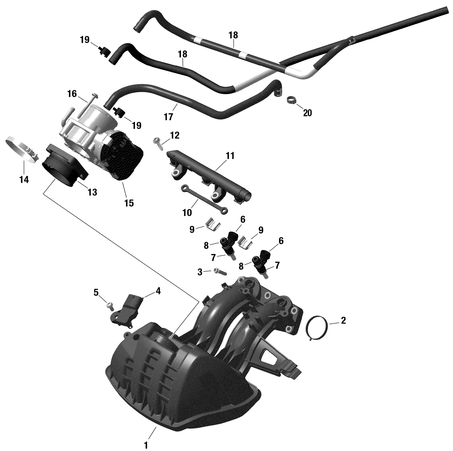 01- Rotax - Air Intake Manifold And Throttle Body