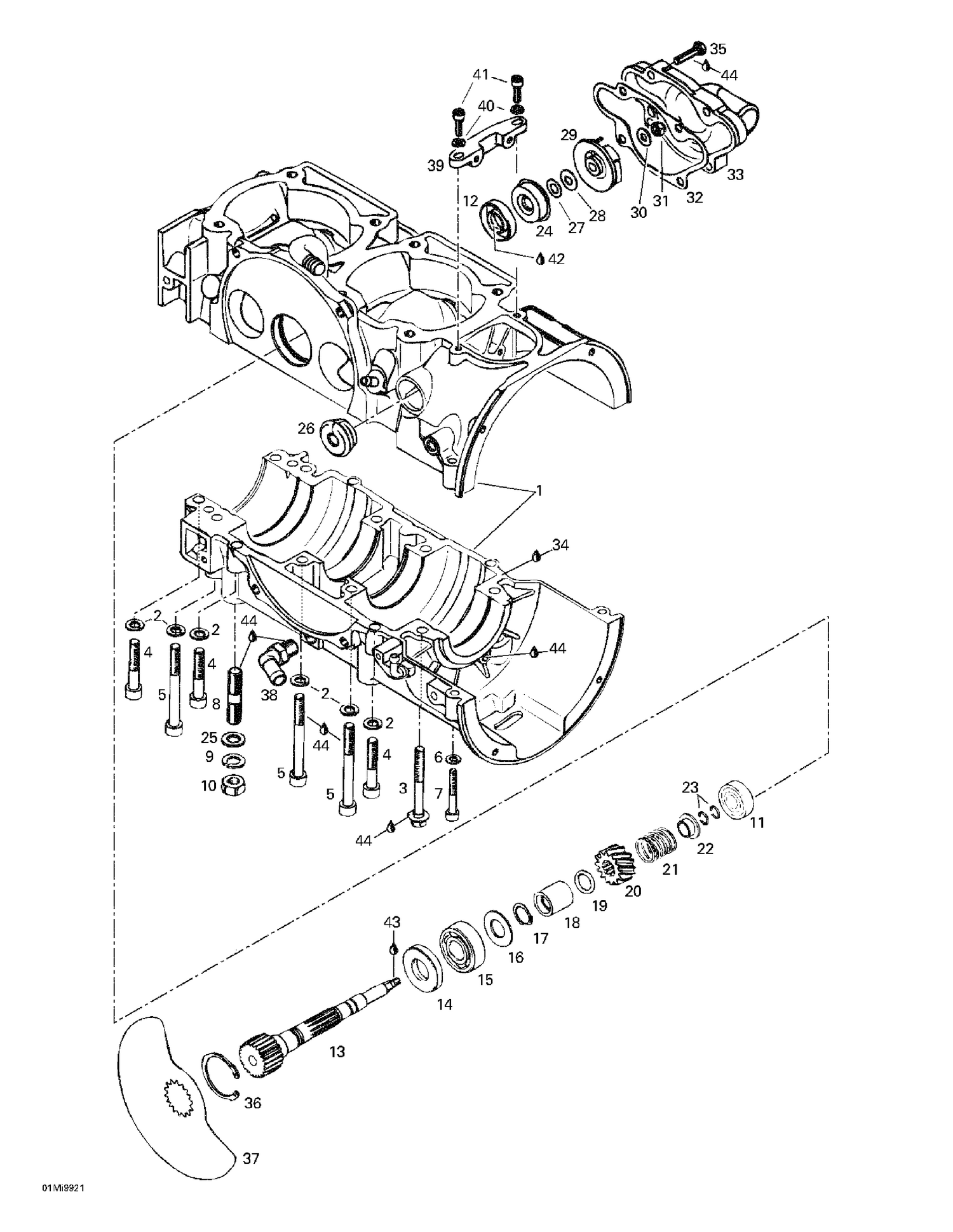 01- Crankcase, Rotary Valve, Water Pump