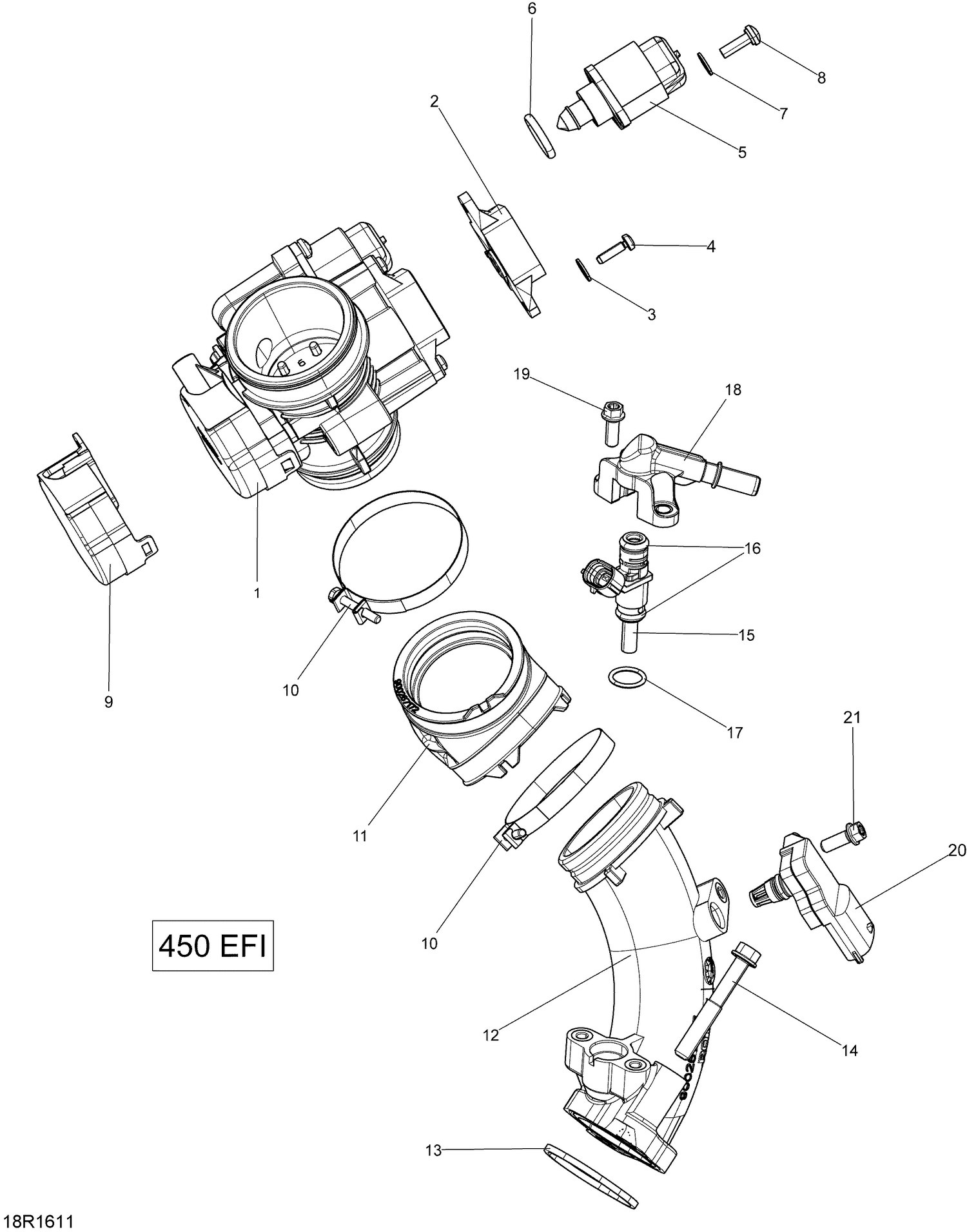 02- Air Intake Manifold and Throttle Body - 450 EFI