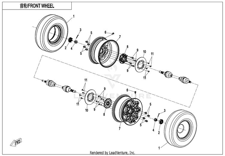 Front Wheel ZFORCE 950 Sport CF1000US-A 2020 Fire Red Schematic