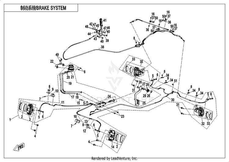 Brake System CF1000UU UFORCE 1000 2019 ATHENS BLUE Schematic