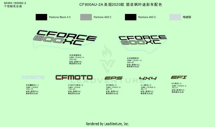 Decal,2020,Usa(True Timber Camo) CF800AU-2A CFORCE 800 EPS 2020 Crystal Orange Schematic