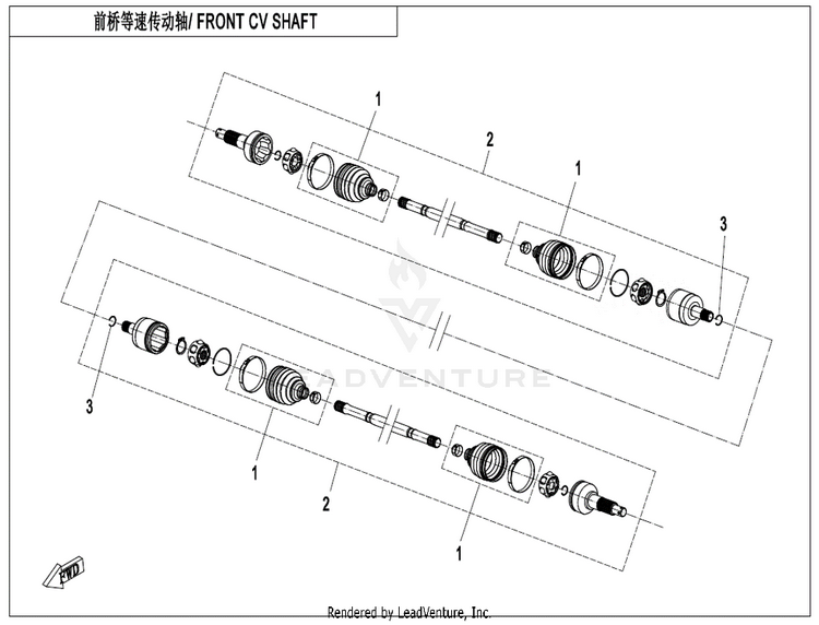 Front Cv Shaft CF600AU-3S CFORCE 600 2022 Force Red Schematic