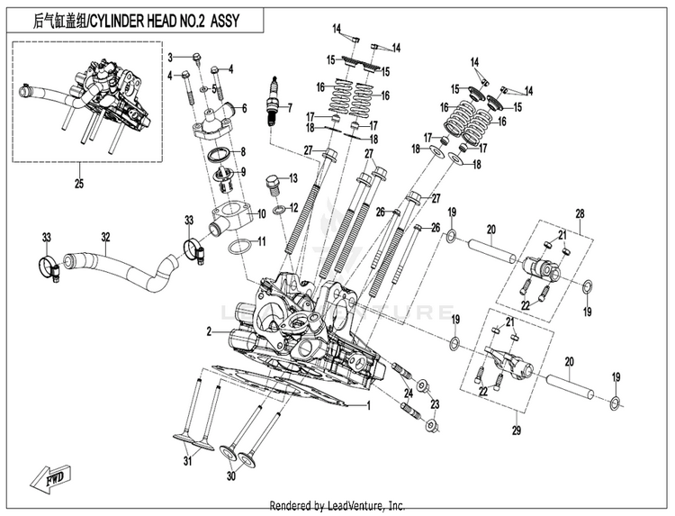 Cylinder Head #2 ZFORCE 950 HO EX CF1000SZ-D 2022 Lava Orange Schematic