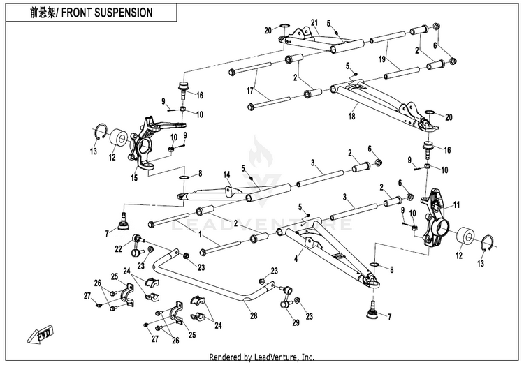 Front Suspension ZFORCE 950 Sport CF1000US-A 2020 Fire Red Schematic