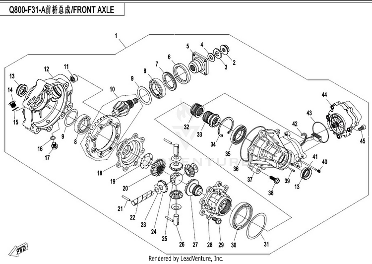 Front Differential-Style A CFORCE 800 CF800-2 2017 Crystal Orange Schematic