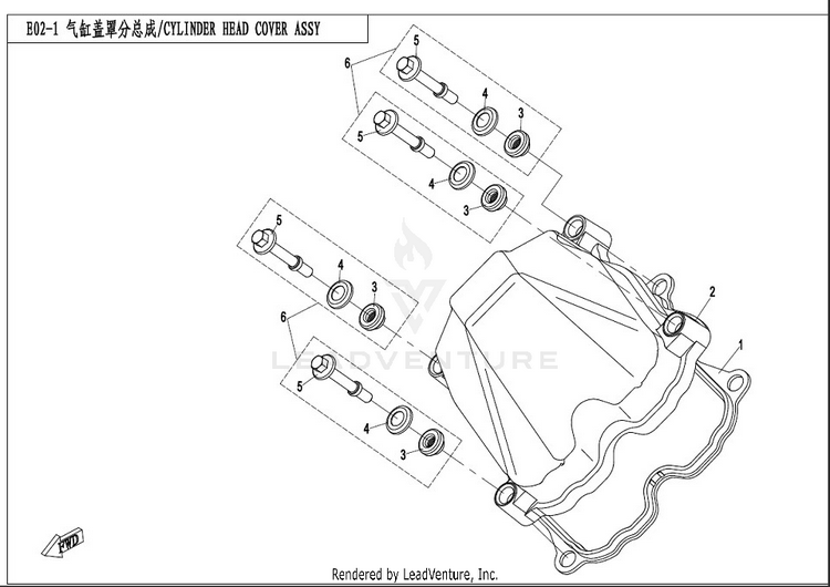 Cylinder Head Cover Assy CFORCE 400 CF400AU 2017 Crystal Orange Schematic