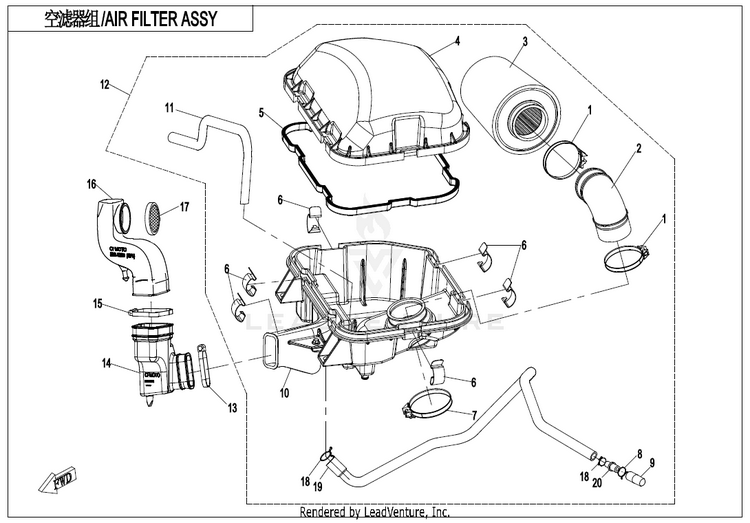 Air Filter Assy. CF800AU-2A CFORCE 800 EPS 2020 Crystal Orange Schematic