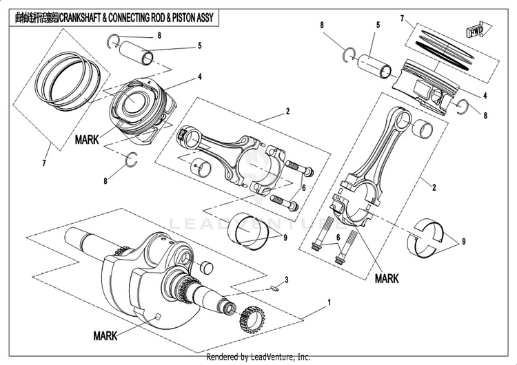 Crankshaft & Connecting Rod & Piston Assy. CF1000UU UFORCE 1000 2019 ATHENS BLUE Schematic