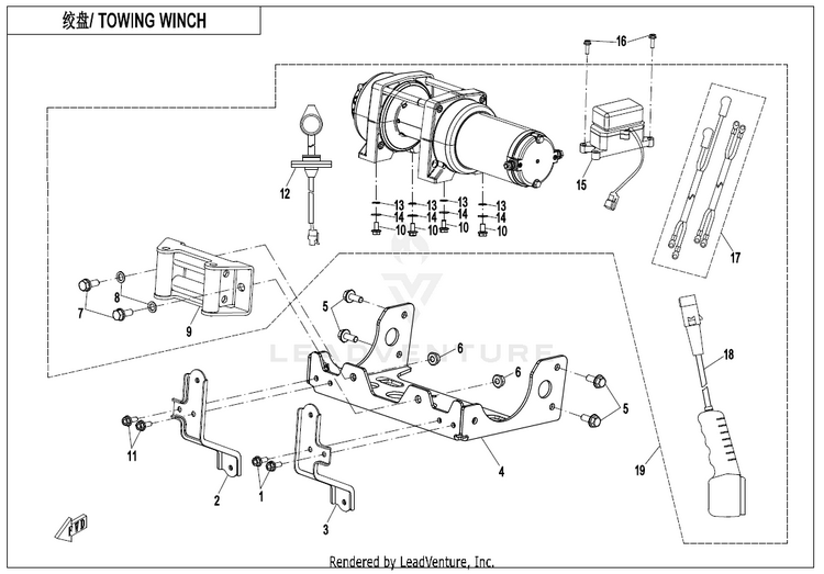 Towing Winch ZFORCE 950 H.O. EX CF1000SZ-D 2024 Desert Tan Schematic