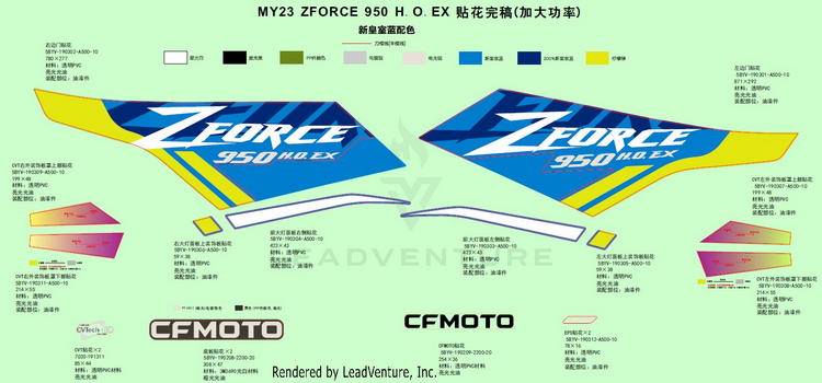 Decal,Na(New Royal Blue) ZFORCE 950 HO EX CF1000SZ-D 2023 Nebula Black Schematic