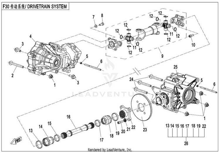 Powertrain System CFORCE 500 HO CF500AU-6L 2017 Crystal Orange Schematic