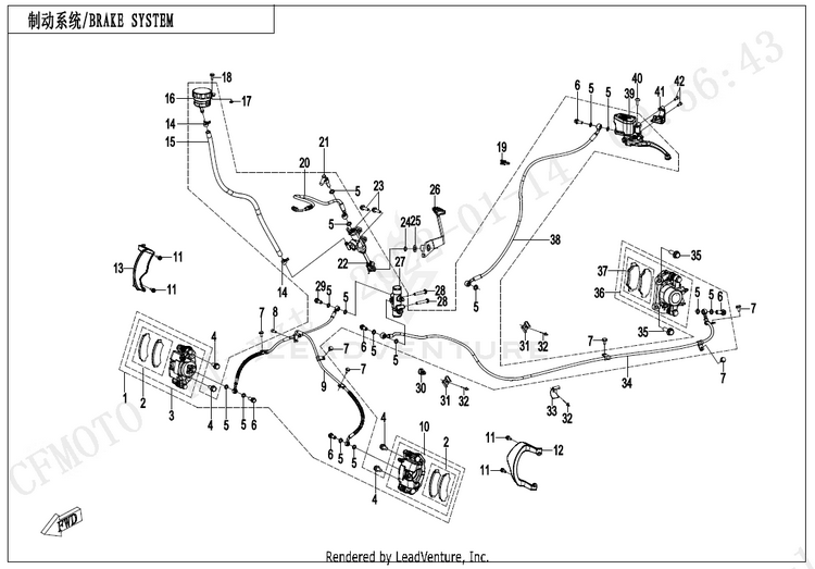 Brake System CF500AZ-9S CFORCE 500 S 2022 Force Red Schematic